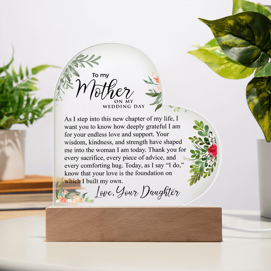 To My Mother | Acrylic Heart Plaque